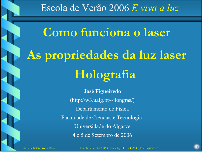 O laser, as propriedades da luz laser e a holografia
